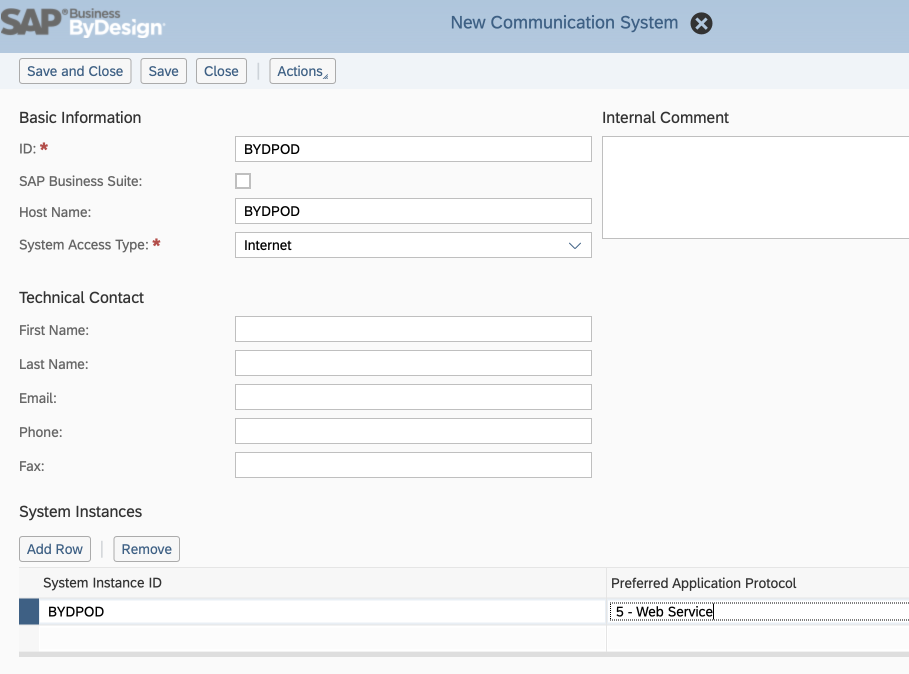 SAP Business ByDesign Communication System