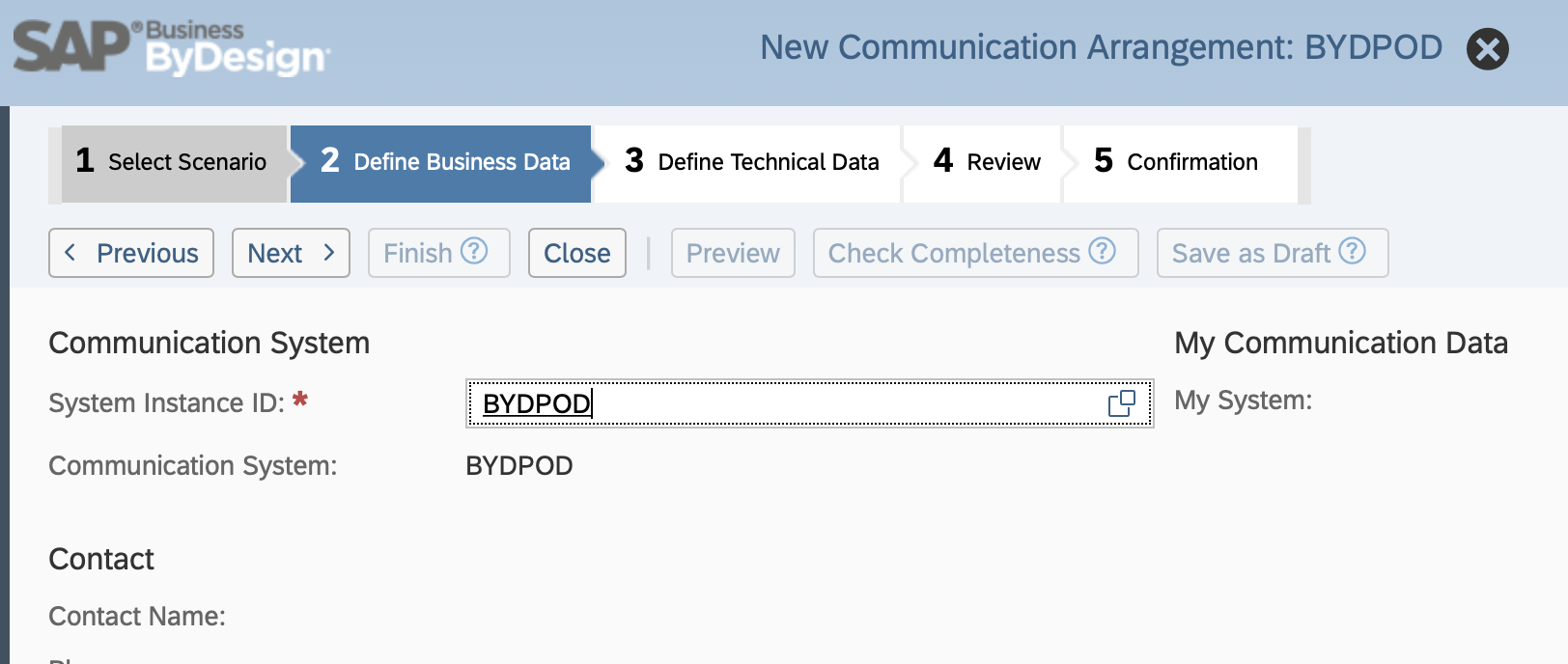 SAP Business ByDesign Communication Arrangement #2
