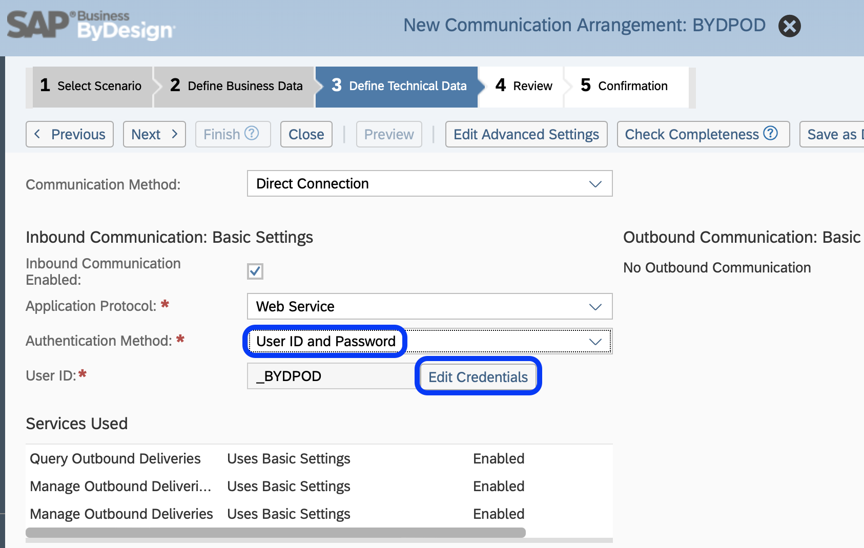SAP Business ByDesign Communication Arrangement #3