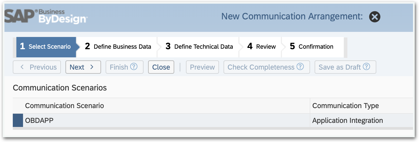 SAP Business ByDesign Communication Arrangement #1